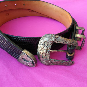 Lizard and Sterling Silver James Reid Belt 28